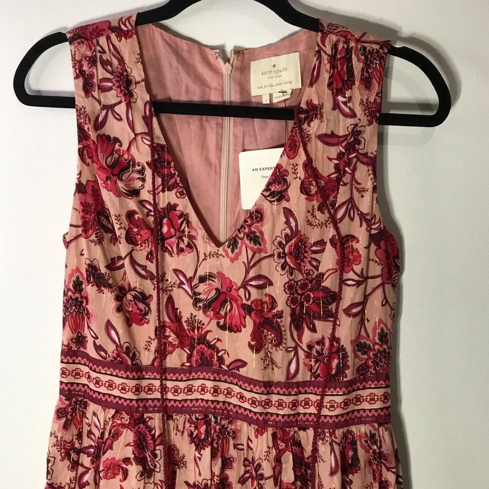 Kate Spade New York Sleeveless Paisley Blossom Dress Conch Shell Womens Sz 6